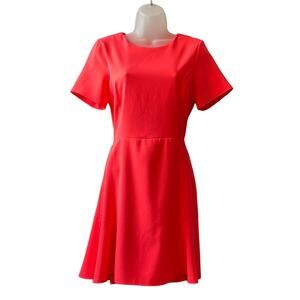 TopShop Neon Coral Pink Fit and Flare Dress Size 6 WORN ONCE